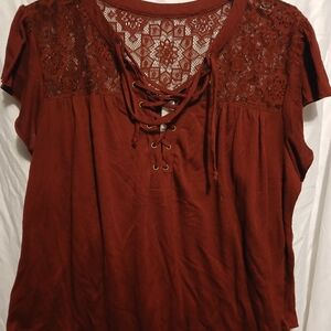 Lace-Up Burgundy Top